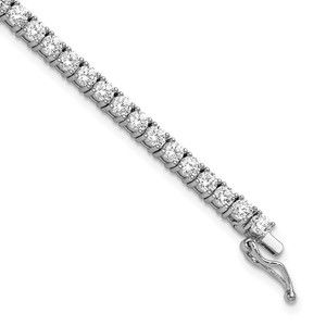 925 Sterling Silver Rhodium-plated 3mm CZ 62 Stone 8 inch Bracelet